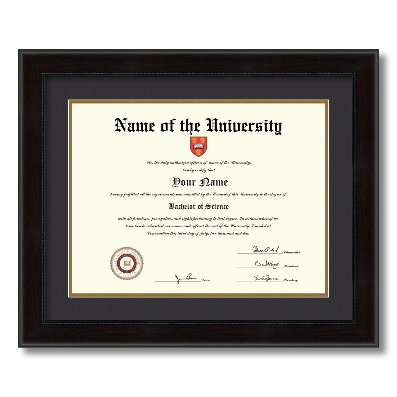 ArtToFrames 12x16 inch Diploma Frame - Framed with Black and Gold Mats, Comes with Regular Acrylic and Wire Hanger for Wall Hanging (D-12x16)